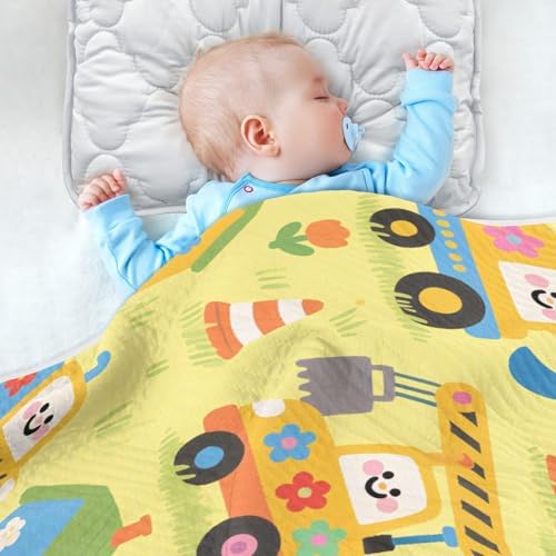 Sanluoli Baby Boy Blanket Yellow Cartoon Car 30x40in