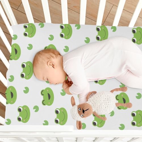 Happy Frogs Green Leaves Crib Sheets Playard Sheets for Baby Toddler