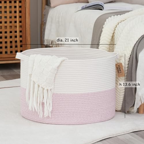 COMFY-HOMI XXL Blanket Storage Basket 21x21x136 - WhitePink