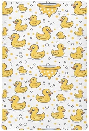 ALAZA Yellow Duck Crib Sheets for Girls and Boys