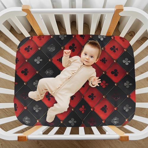 ALAZA Royal Red Black Crib Sheets for Kids