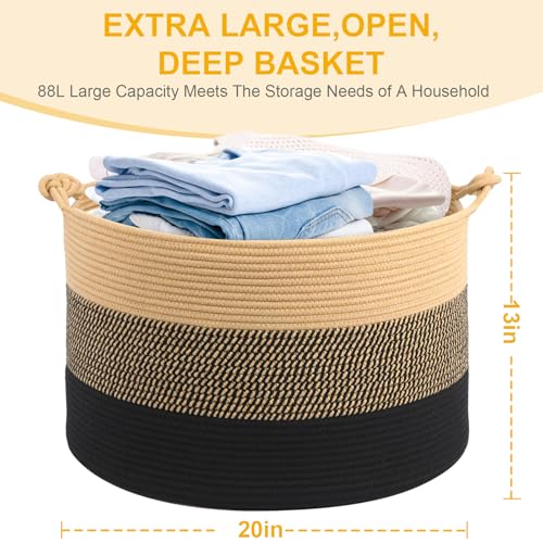 Woven Cotton Laundry Basket 20x13 YellowBlack Baby Hamper Toy Storage