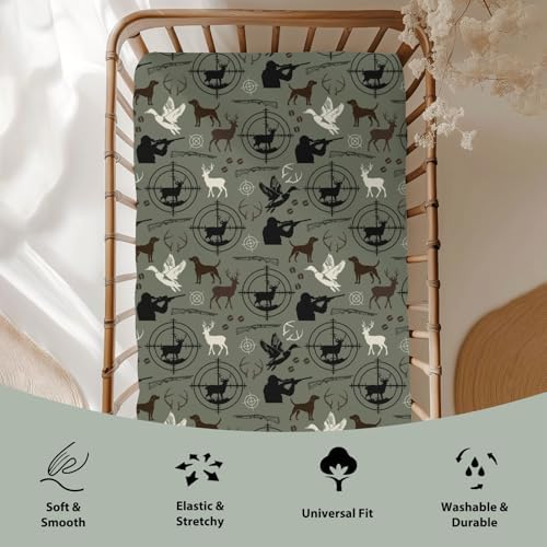 Hunting Deer Duck Baby Crib Sheets 52x28 Inch Fitted Mattress Cover