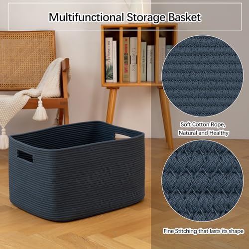 OIAHOMY 75L Blanket Basket with Handle Blue