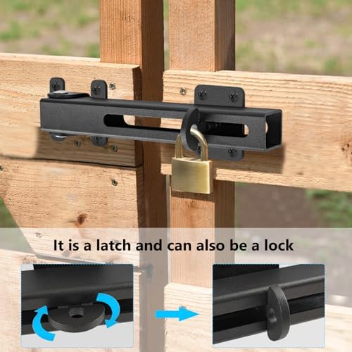 VANROUG Adjustable Flip Gate Latch Lock with Padlock Hole Matte Black