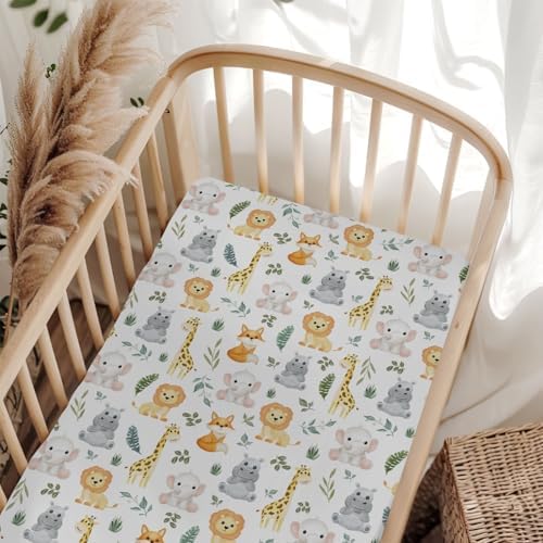 Safari Animals Crib Sheets for Boy Girl 28x52 Fitted