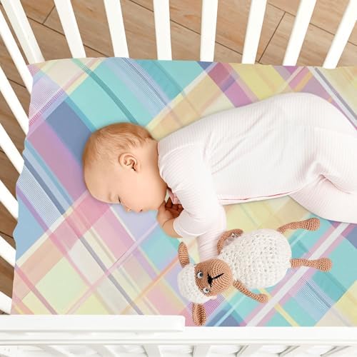 JIPONI Tartan Plaid Crib Sheet - Soft Breathable Fitted