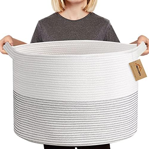 MEGASKET 88L Cotton Rope Storage Basket for Living Room