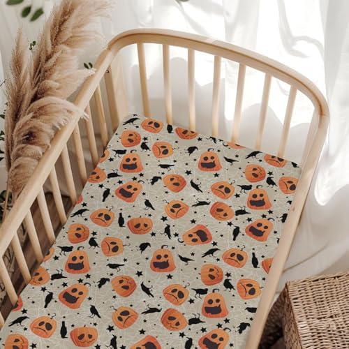 Halloween Pumpkin Crows Baby Crib Sheets 52x28