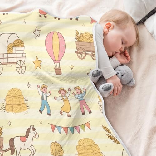 Custom Happy Farm Bunny Swaddle Blanket 30x40in