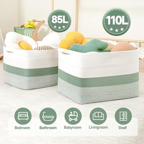 CLHMILYZ Square Cotton Rope Storage Basket - 22x17x138 Inches 1