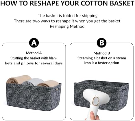 MiniArk 2-Pack Woven Storage Baskets 17x13x75 Dark Gray