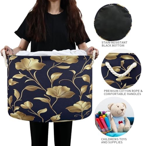 Kigai Gold Flower Cotton Rope Basket Large Storage Bin