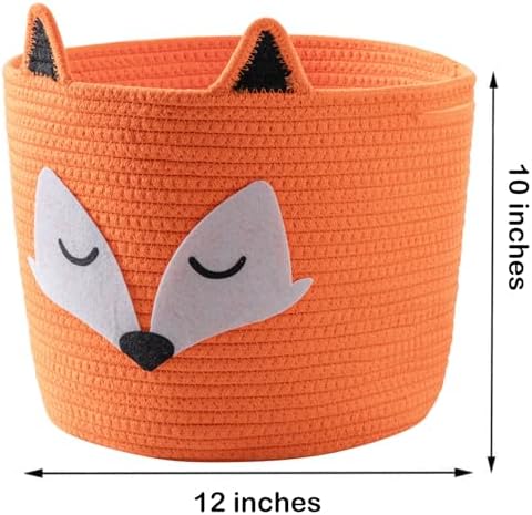 HomeyPine Fox Basket Woven Cotton Storage Hamper for Baby