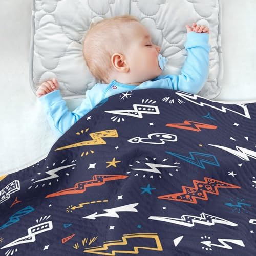 SHJI Baby Swaddle Blanket with Lightning Bolts Design 30x40in