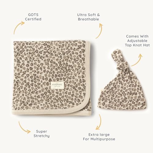 MakeMake Organics Stretchy Swaddle Blanket with Beanie