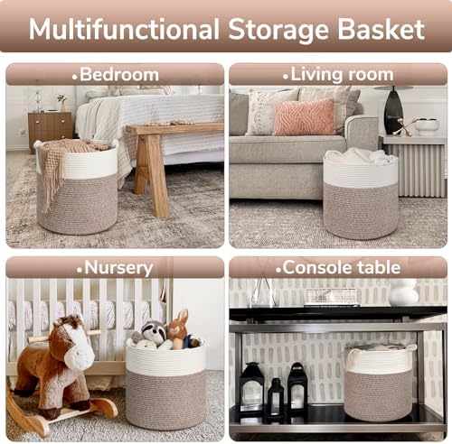 Goodpick Woven Cotton Rope Storage Basket for Blankets and Toys