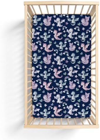 Cute Dragons Rainbow Baby Crib Sheet 28x52