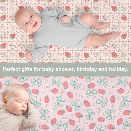 Boho Strawberry Flowers Crib Sheets 2 Pack
