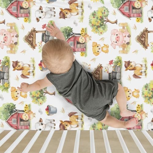 Sweet Farm Animals 28x52 Crib Sheet with Elastic Band
