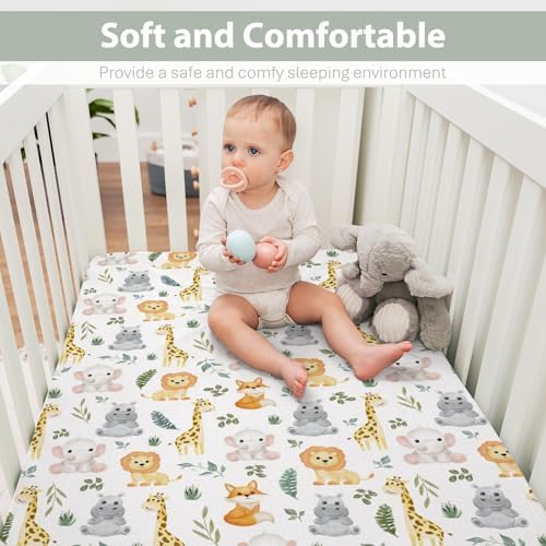 Safari Animals Crib Sheets for Boy Girl 28x52 Fitted