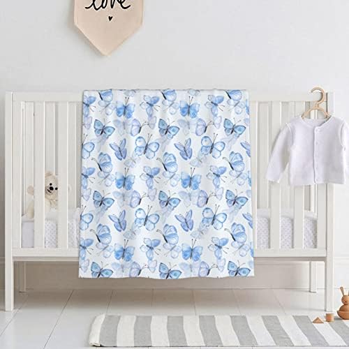 Watercolor Butterfly Light Blue Baby Blanket 30x40 Inch