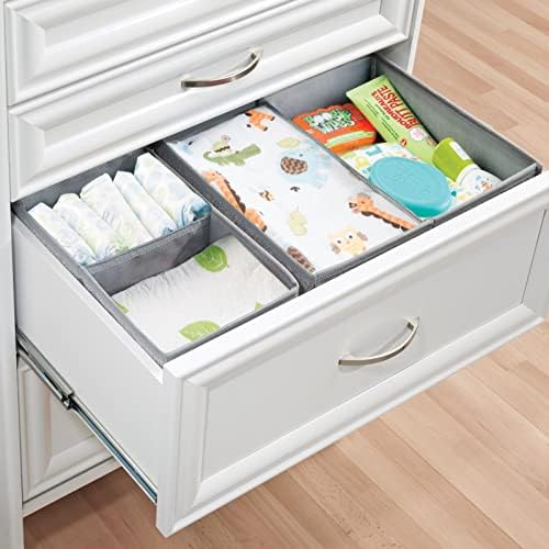 mDesign Fabric Drawer Organizer Bins Set of 2 Gray