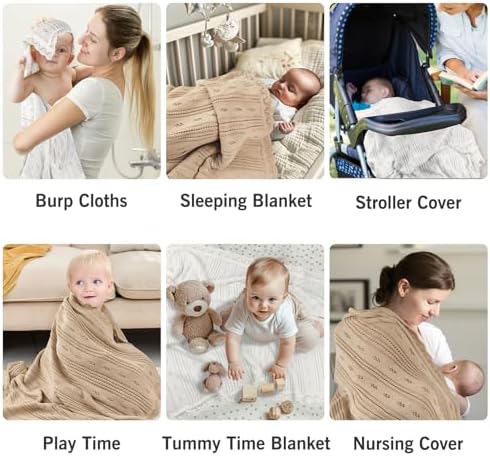 Pinuotu Cotton Pointelle Baby Blanket - Ultra-Soft Breathable 31x40 Inch