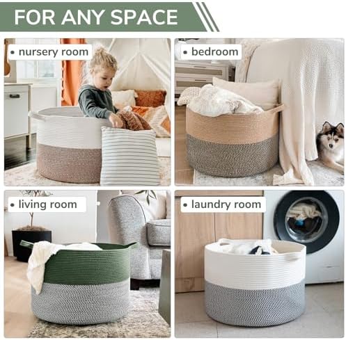 INDRESSME Green Large Laundry Basket with Handles