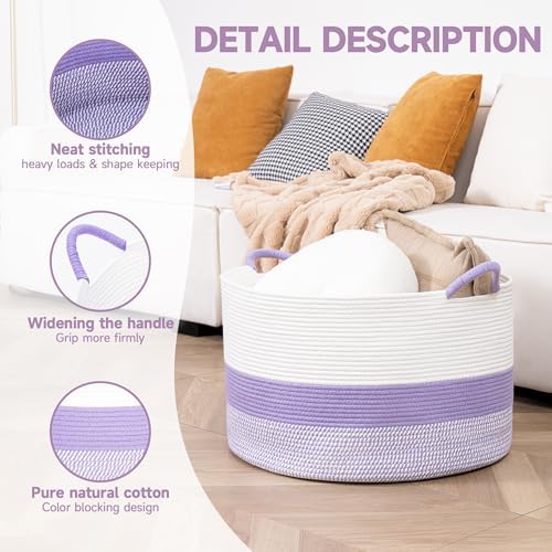 CLHMILYZ Cotton Rope Basket - 20x13 Inches Storage Bin