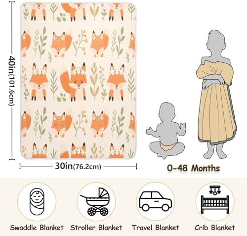 Custom Cute Animal Fox Flower Blanket for Baby Boy 1