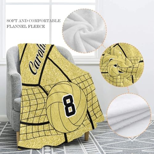 Personalized Gold Volleyball Baby Blanket with Name