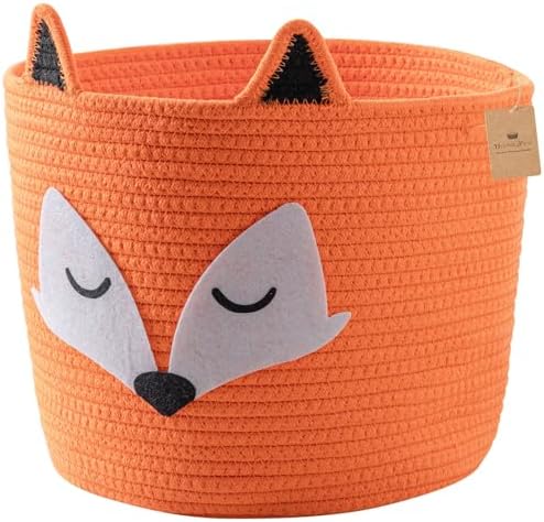 HomeyPine Fox Basket Woven Cotton Storage Hamper for Baby
