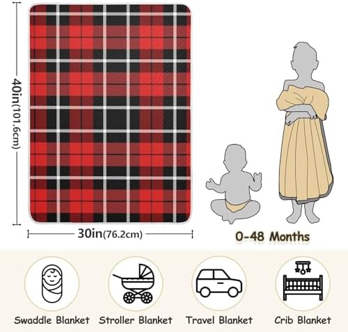 SHJI Plaid Swaddle Blanket 30x40in for Baby