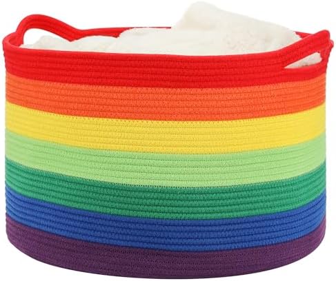 Eblog Large Woven Blanket Basket 20x13 Rainbow