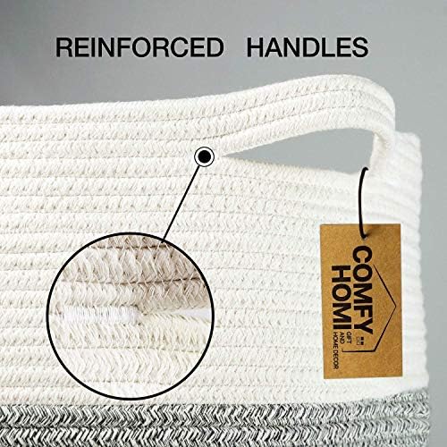 COMFY-HOMI XXL Laundry Basket with Handles - White Grey