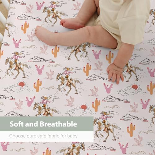 Cute Pink Cowgirl Baby Crib Sheets 52x28