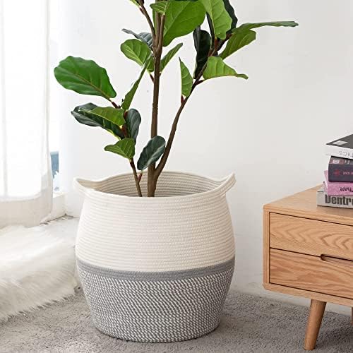KAKAMAY 17x17 Cotton Woven Storage Basket Grey