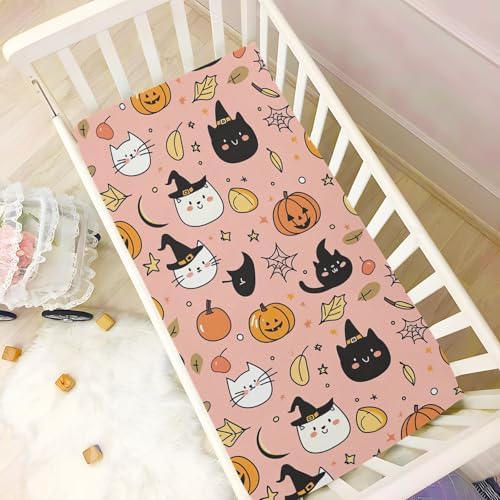 Wassud Halloween Pattern Crib Sheets 27x39 Inch Pack and Play Set