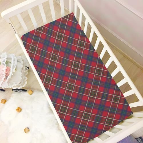 Green Red Classic Tartan Crib Sheets for Boys and Girls