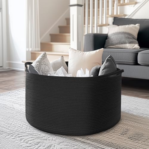 Maliton Woven Cotton Rope Basket 22x14 Black