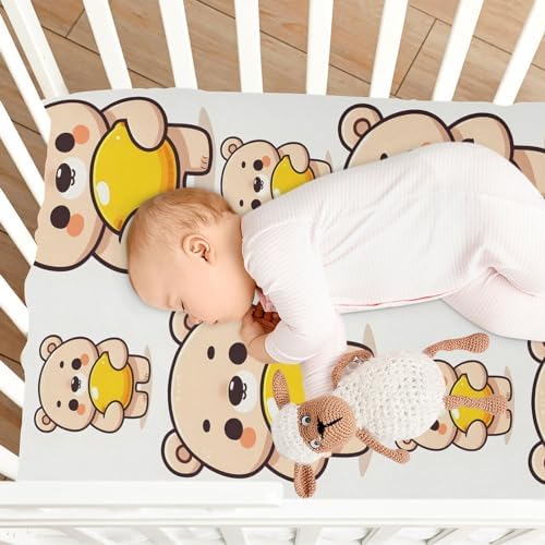 ALAZA Cute Cartoon Bear Crib Sheets for Boys and Girls