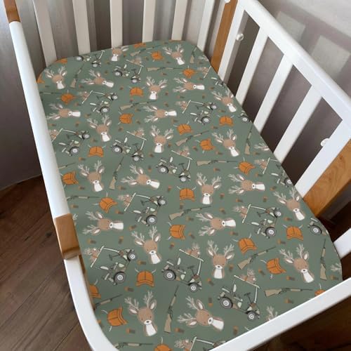 Camouflage Deer Fitted Crib Sheets for Boys and Girls 28x52