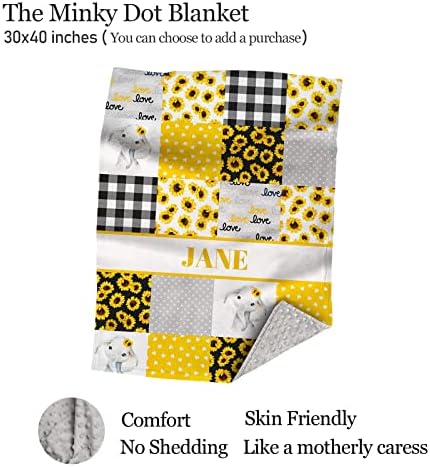 Munific Personalized Crib Sheets with Name - Sunflower Elephant