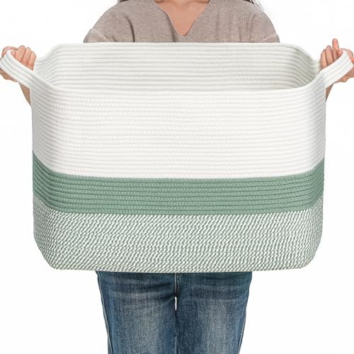 CLHMILYZ Square Cotton Rope Storage Basket - 22x17x138 Inches 1