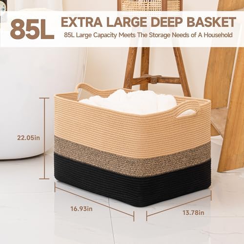 CLHMILYZ Square Cotton Rope Storage Basket - 22x17x138 Inches