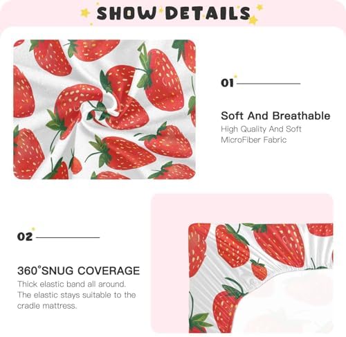 ALAZA Red Strawberry Crib Sheets for Baby Girls and Boys
