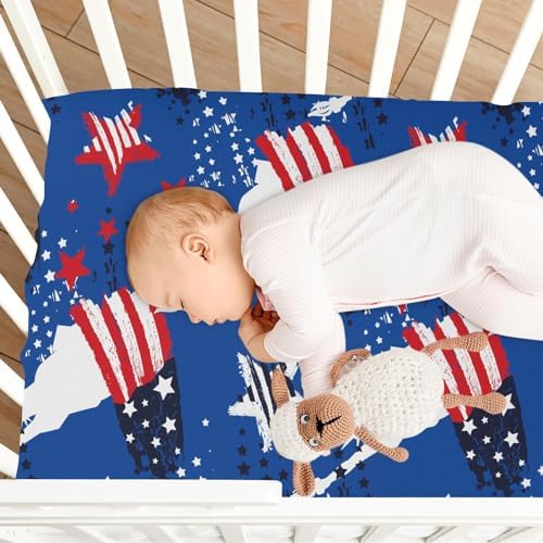 KICPOAY 4th of July Statue of Liberty Crib Sheets