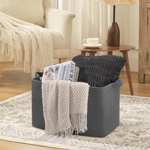 95L Extra Large Woven Storage Basket Grey