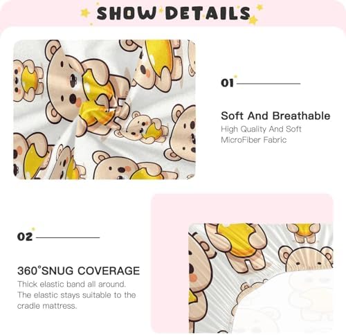 ALAZA Cartoon Bear Lemon Crib Sheets for Kids